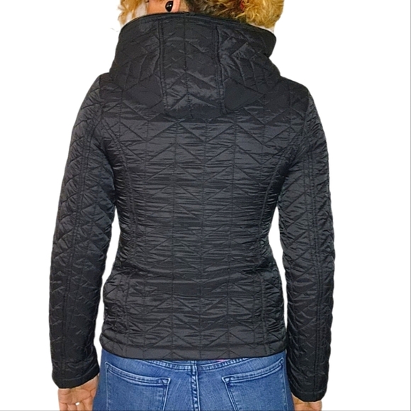 Guess Puffed Jacket Black Hooded Size X Small Full Zip - Picture 3 of 6